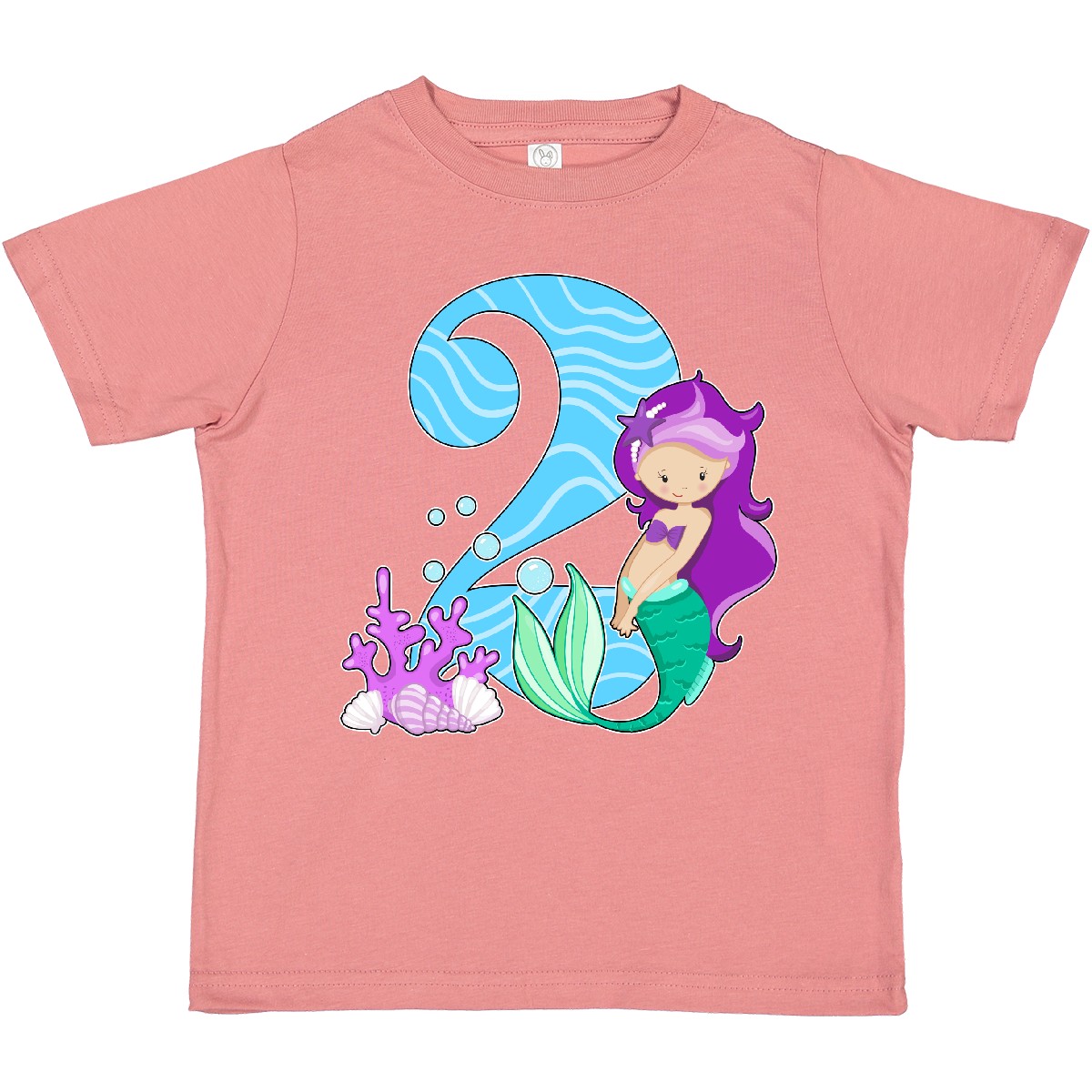 Inktastic Second Birthday Mermaid Toddler T-Shirt Birthdays 2nd 24 Months Two - Picture 7 of 10