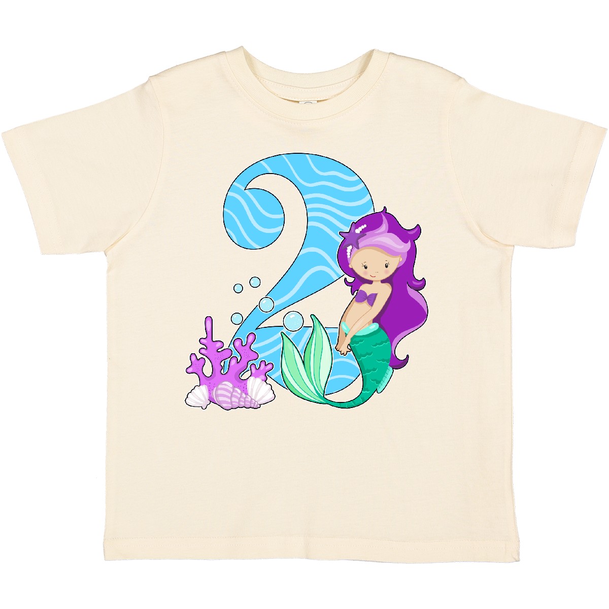 Inktastic Second Birthday Mermaid Toddler T-Shirt Birthdays 2nd 24 Months Two - Picture 8 of 10