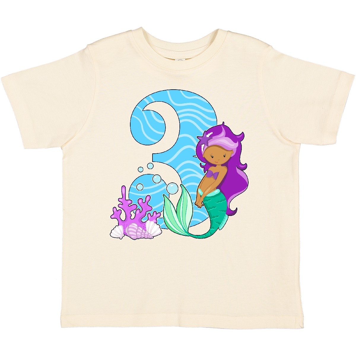 Inktastic Third Birthday Mermaid Toddler T-Shirt Birthdays 3rd 36 Months Three - Picture 5 of 7