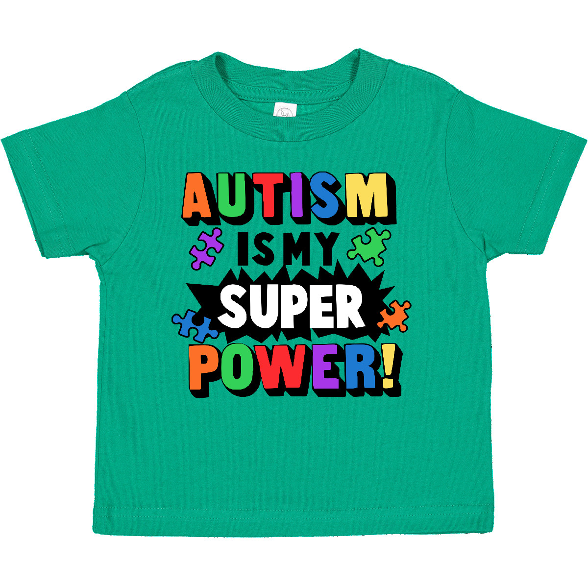 Inktastic Autism Is My Super Power With Puzzle Pieces Toddler T-Shirt Awareness - Picture 6 of 12