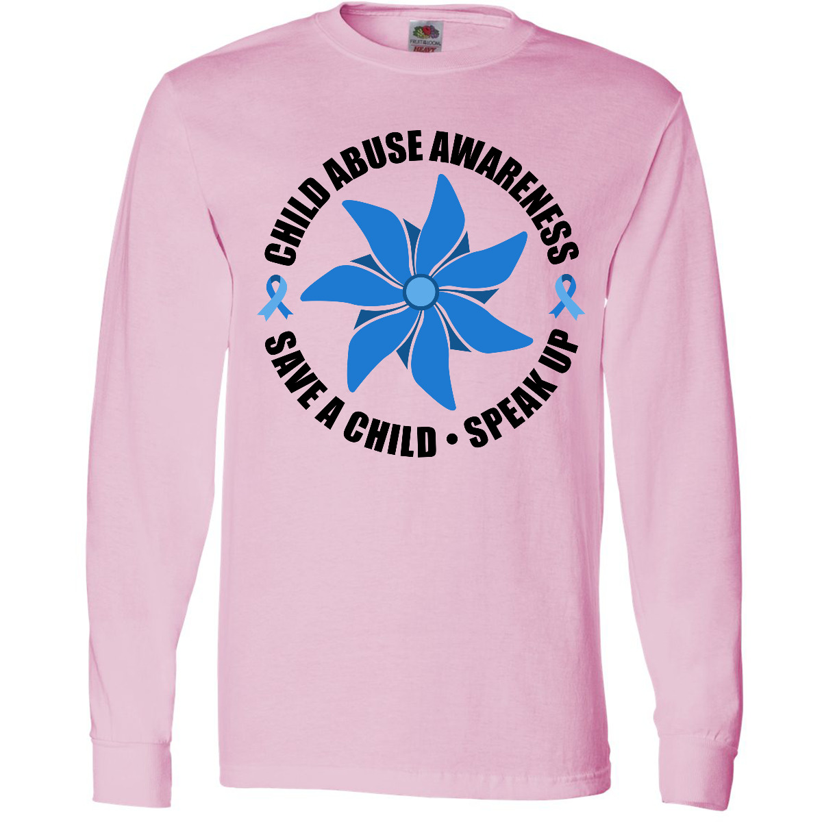 Inktastic Child Abuse Awareness Save A Child And Speak Up Long Sleeve T-Shirt - Picture 5 of 6