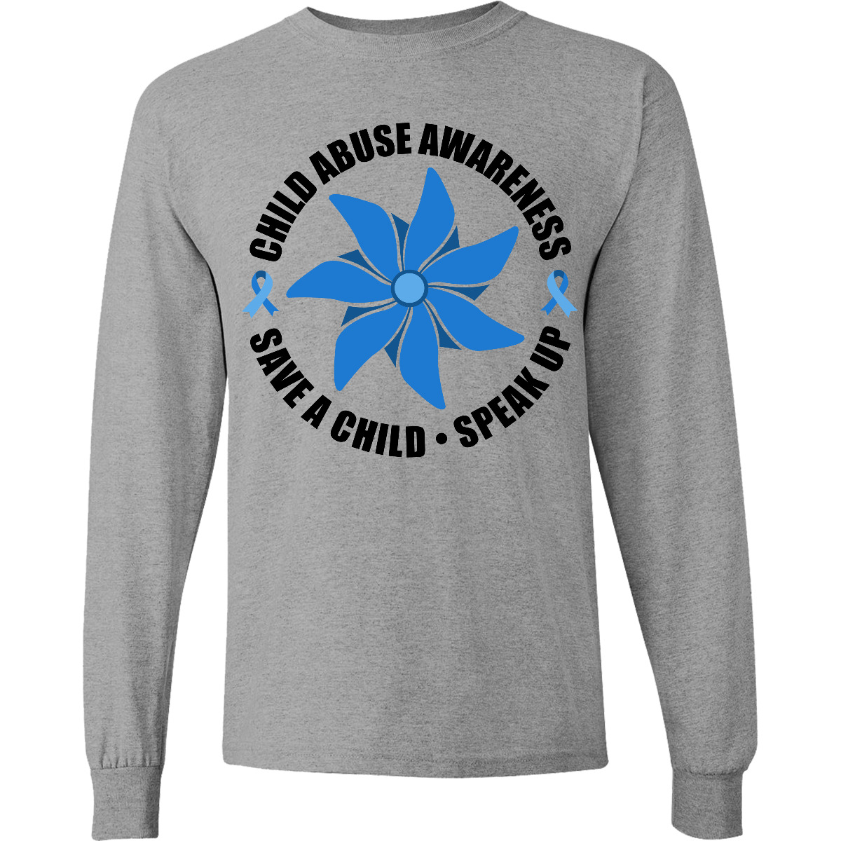 Inktastic Child Abuse Awareness Save A Child And Speak Up Long Sleeve T-Shirt - Picture 3 of 6