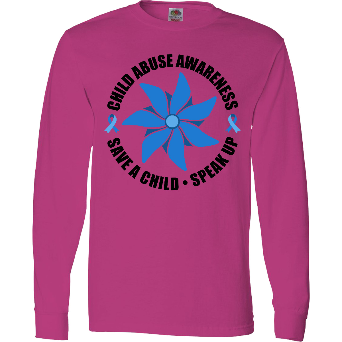 Inktastic Child Abuse Awareness Save A Child And Speak Up Long Sleeve T-Shirt - Picture 2 of 6