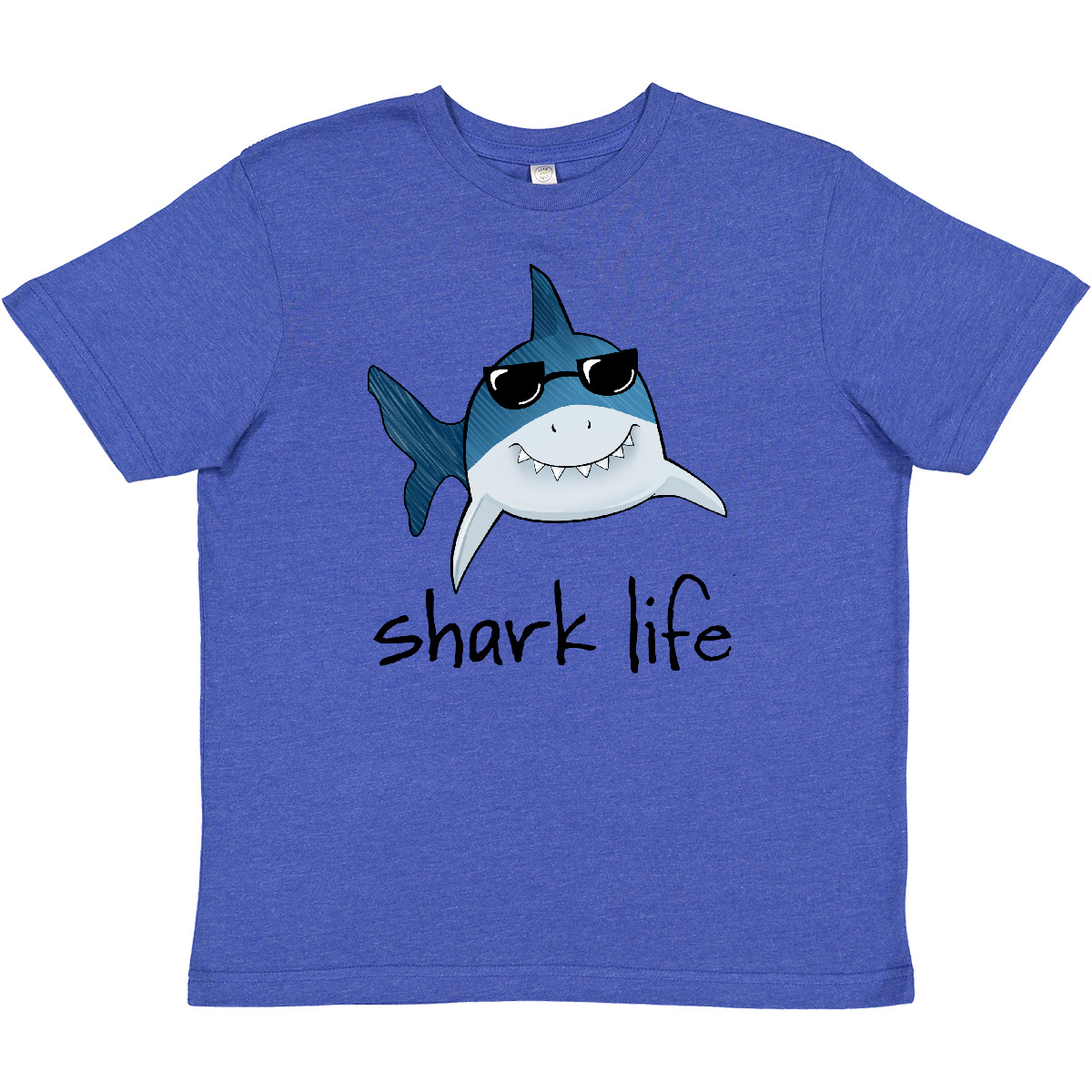 Inktastic Shark Life Fun Shark With Sunglasses Youth T-Shirt Cute Great White - Picture 4 of 4