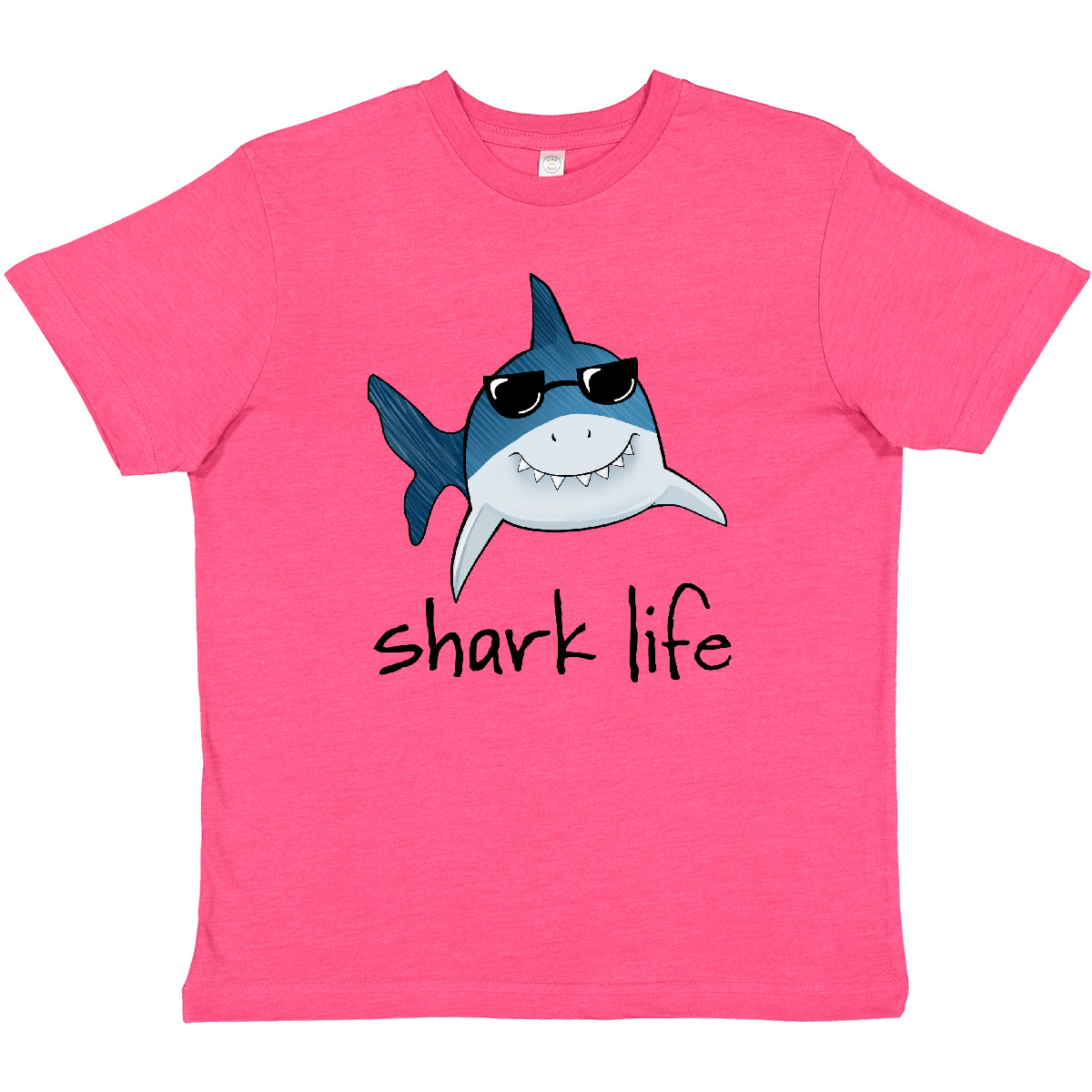 Inktastic Shark Life Fun Shark With Sunglasses Youth T-Shirt Cute Great White - Picture 3 of 4