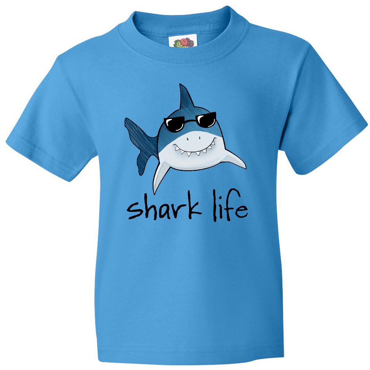 Inktastic Shark Life Fun Shark With Sunglasses Youth T-Shirt Cute Great White - Picture 2 of 4