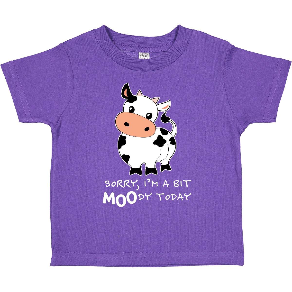 Inktastic Sorry, I'm A Bit MOOdy Today Cute Cow Pun Toddler T-Shirt Farm Animals - Picture 4 of 7