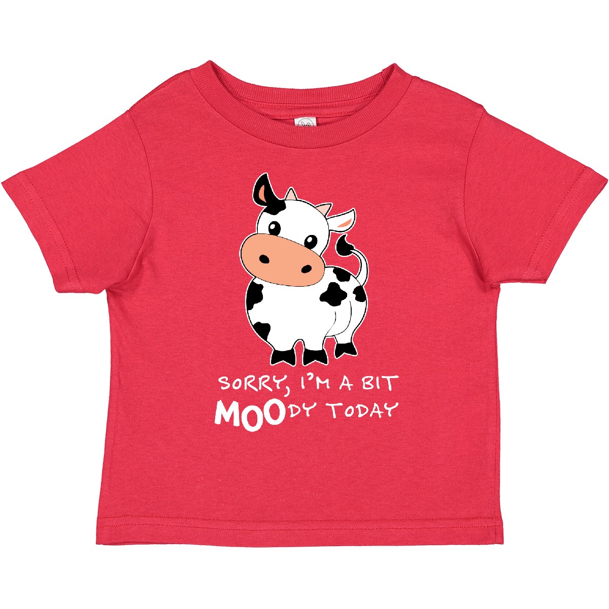 Inktastic Sorry, I'm A Bit MOOdy Today Cute Cow Pun Toddler T-Shirt Farm Animals - Picture 5 of 7