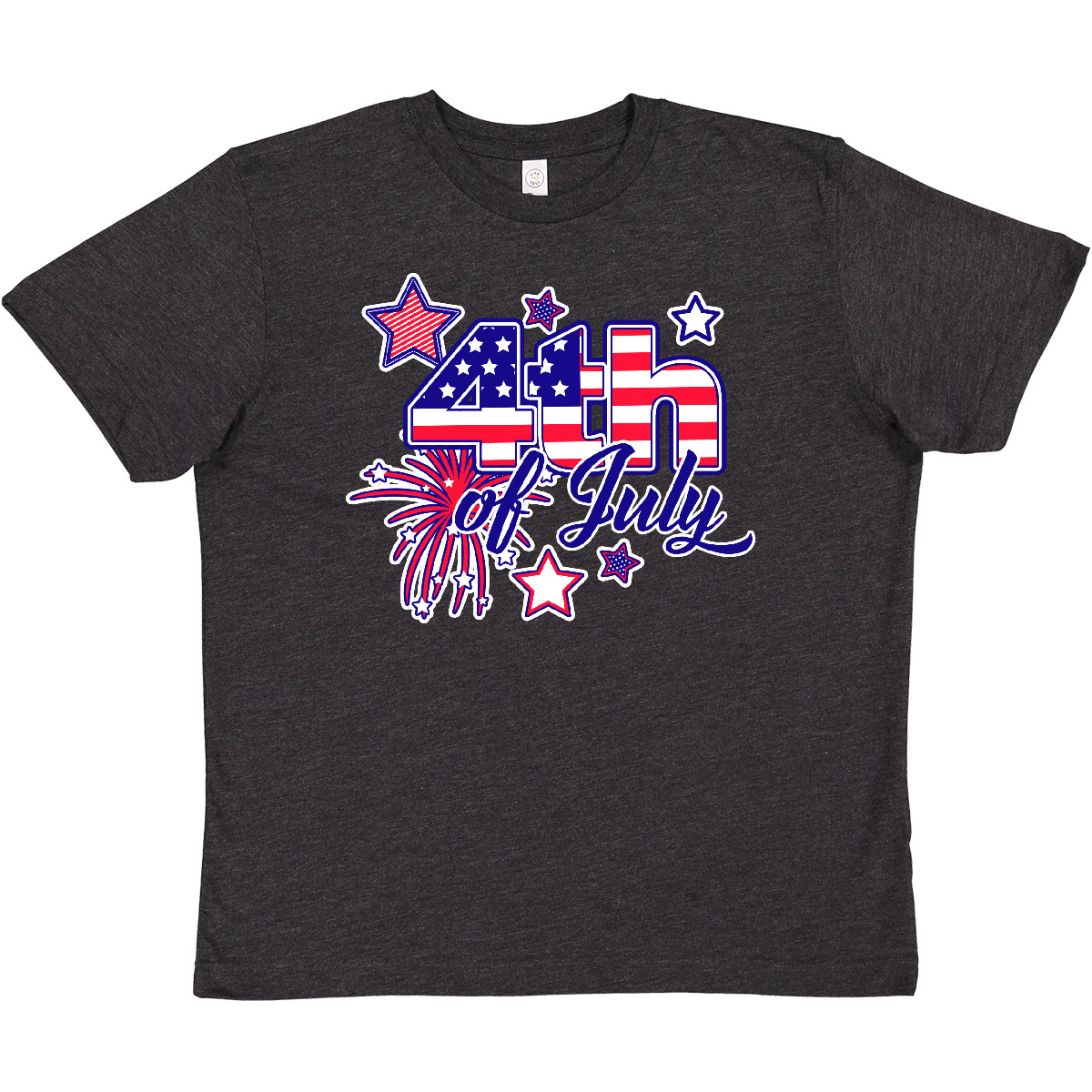 Inktastic 4th Of July Fireworks Stars And American Flag Youth T-Shirt Fourth Red - Picture 2 of 4