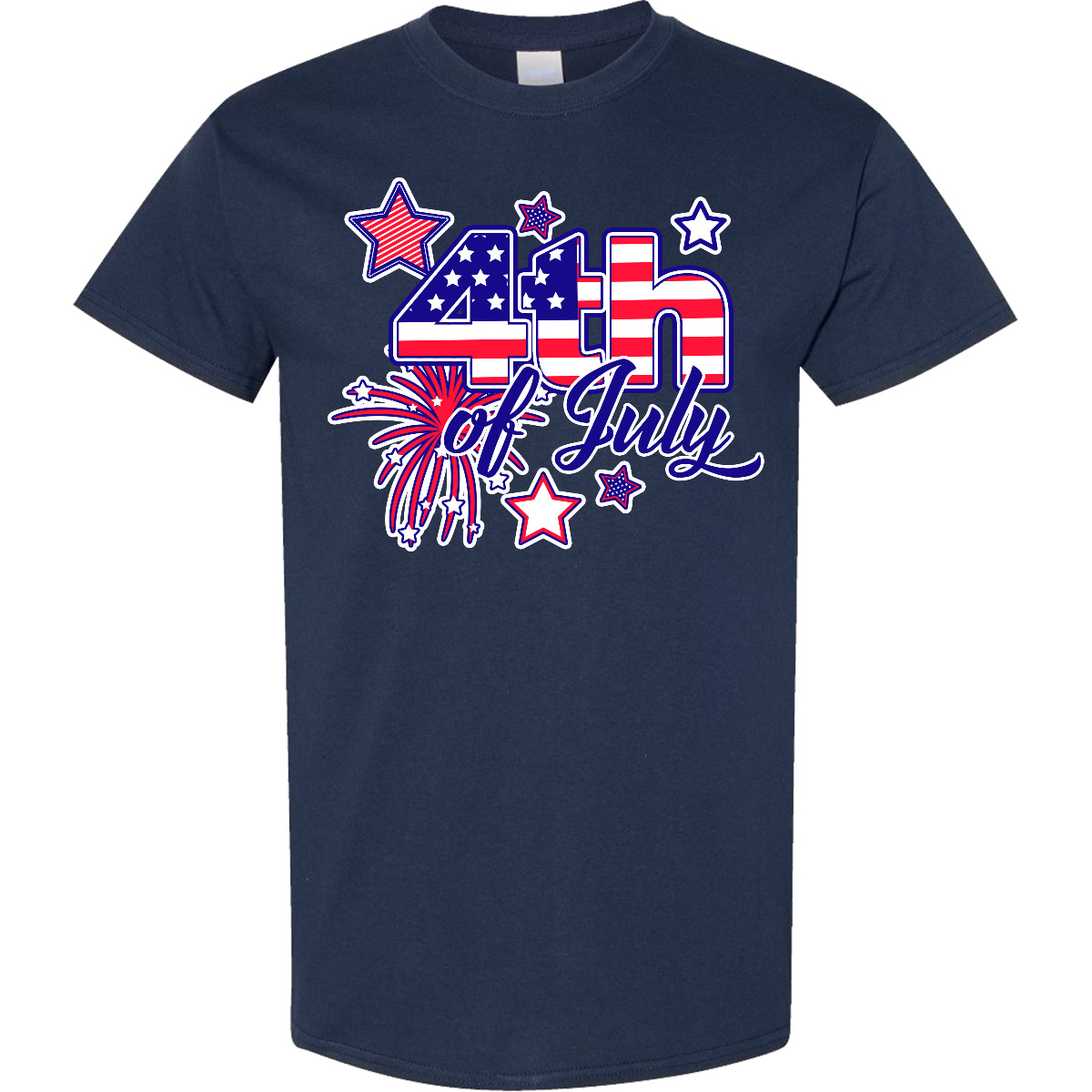 Inktastic 4th Of July Fireworks Stars And American Flag T-Shirt Fourth Patriotic - Picture 7 of 14