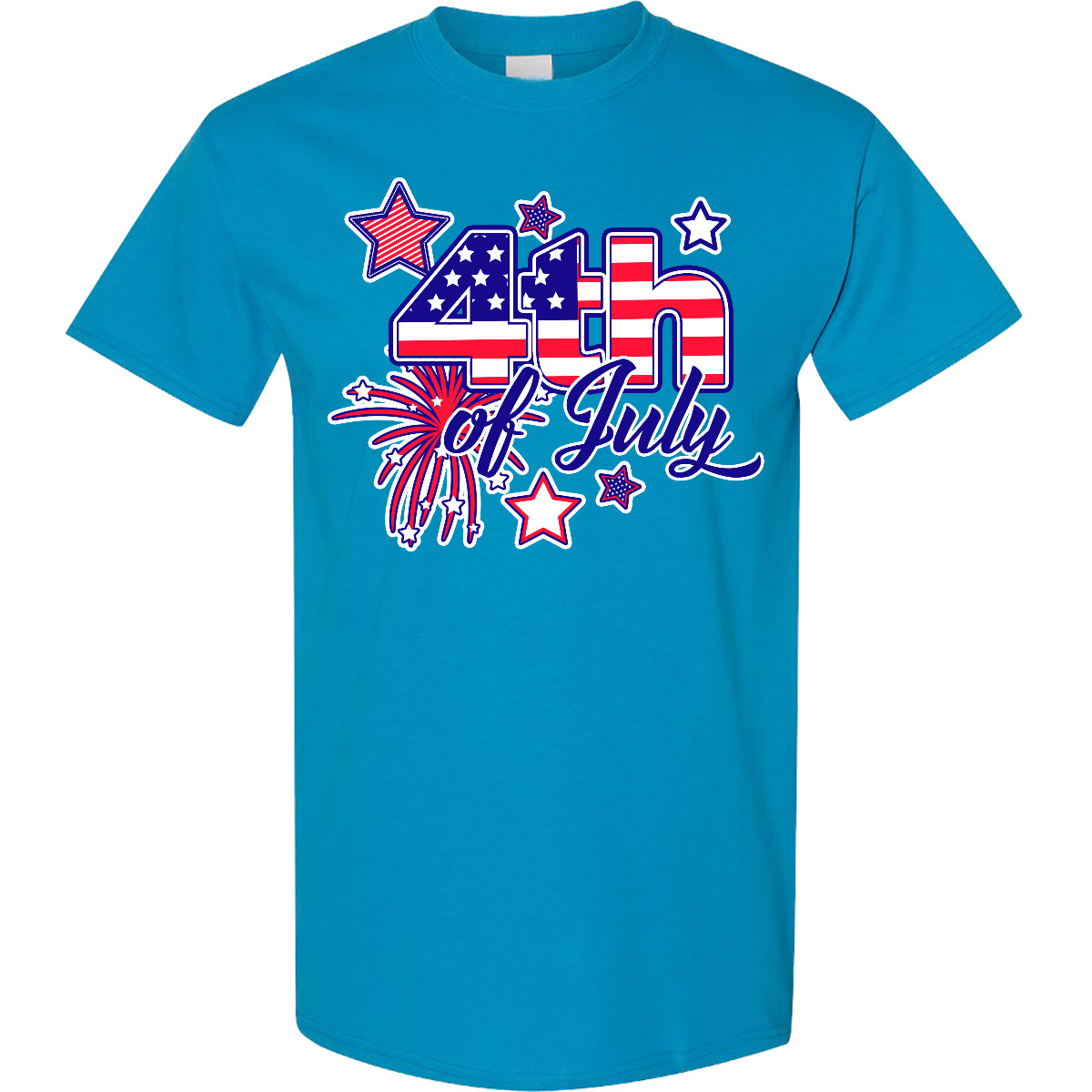 Inktastic 4th Of July Fireworks Stars And American Flag T-Shirt Fourth Patriotic - Picture 8 of 14