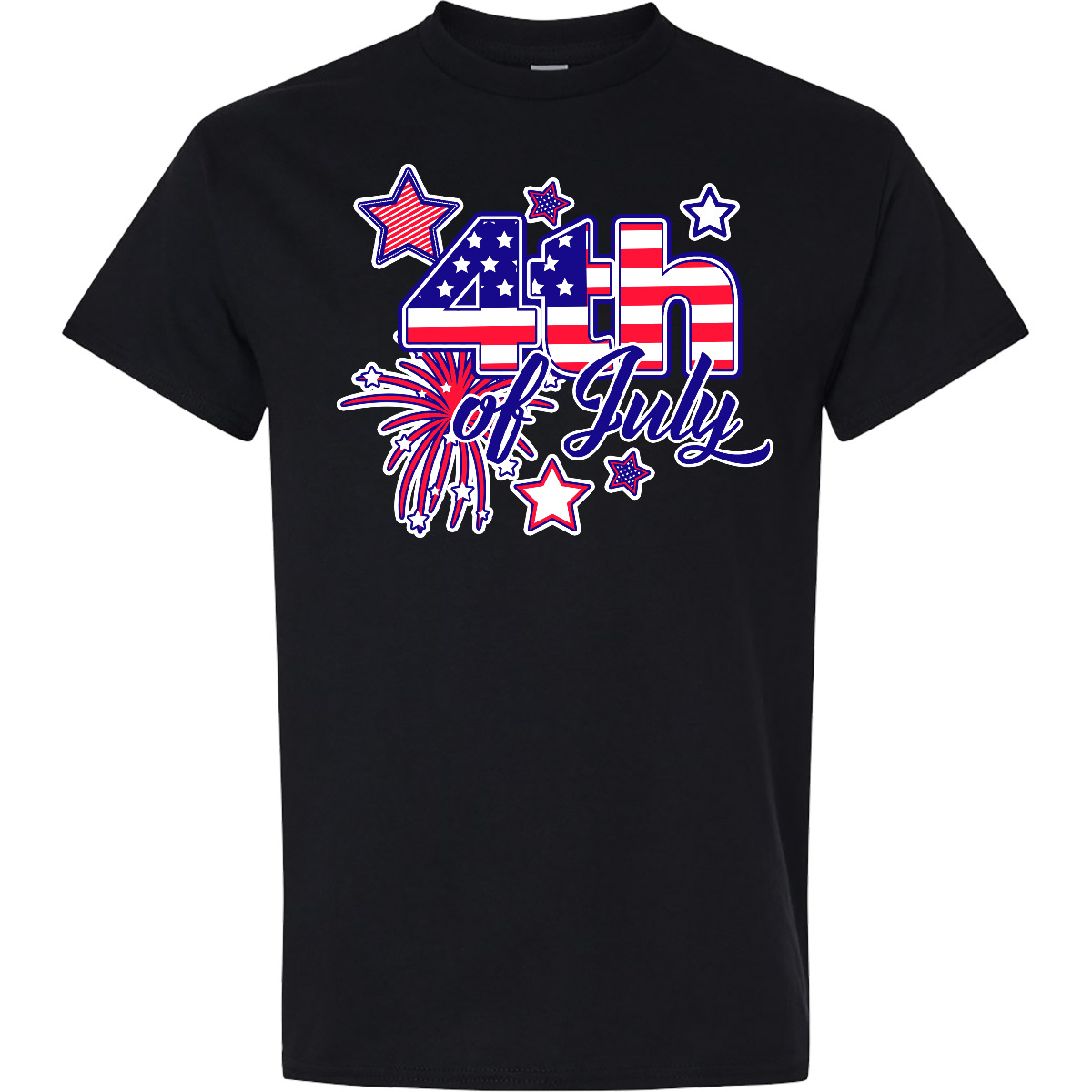 Inktastic 4th Of July Fireworks Stars And American Flag T-Shirt Fourth Patriotic - Picture 3 of 14