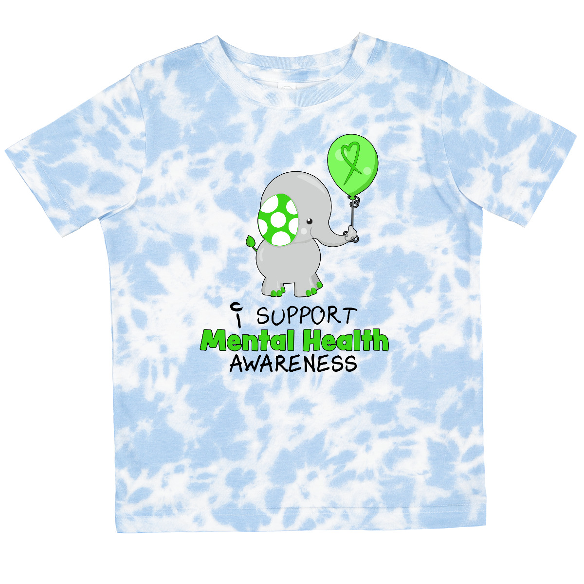 Inktastic I Support Mental Health Awareness Elephant And Balloon Toddler T-Shirt - Picture 6 of 7