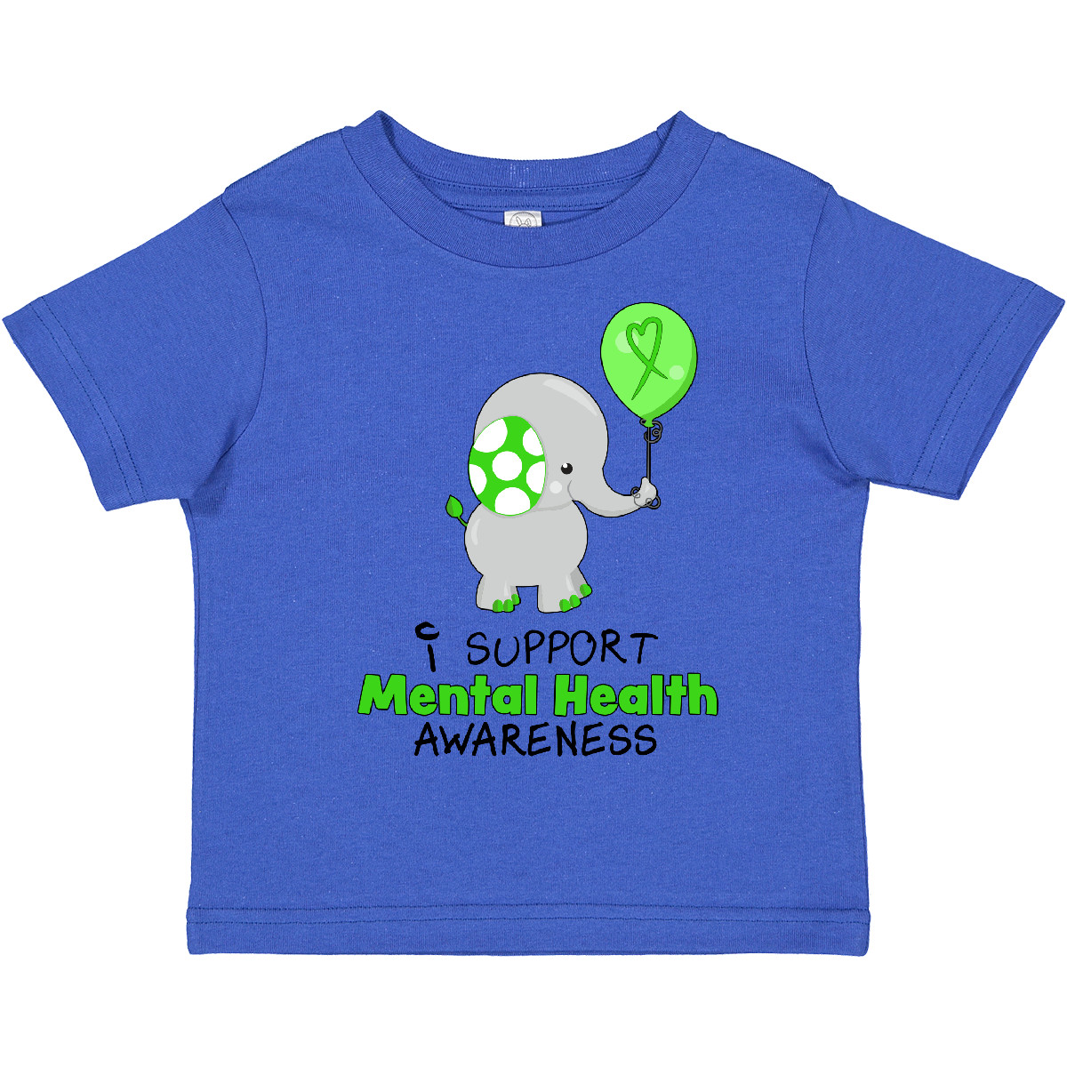 Inktastic I Support Mental Health Awareness Elephant And Balloon Toddler T-Shirt - Picture 5 of 7