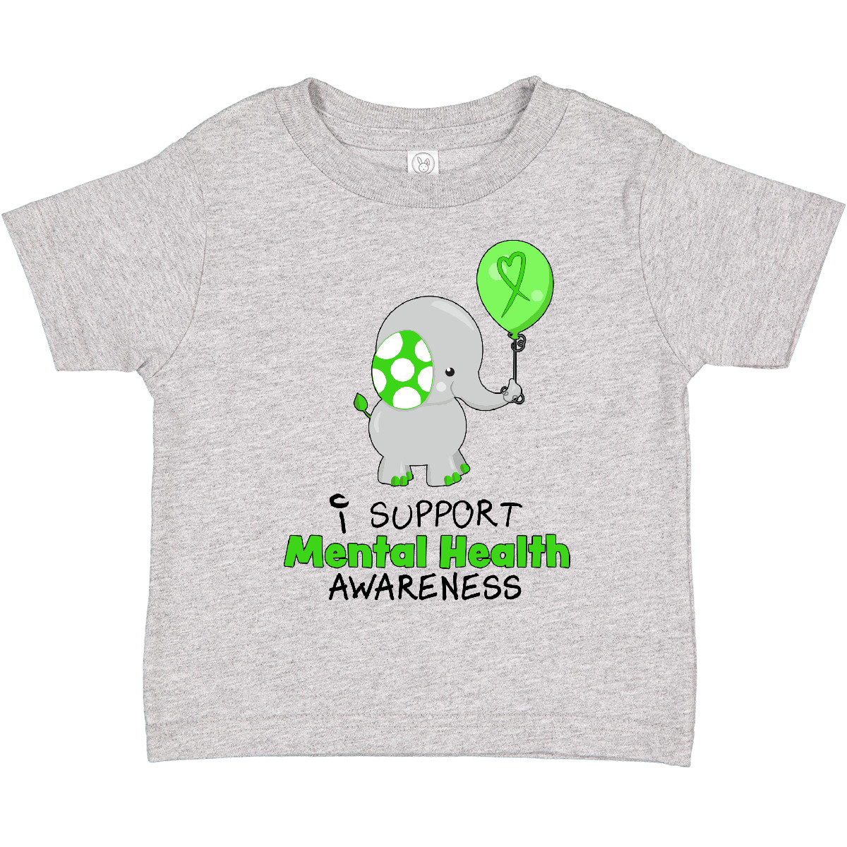 Inktastic I Support Mental Health Awareness Elephant And Balloon Toddler T-Shirt - Picture 2 of 7