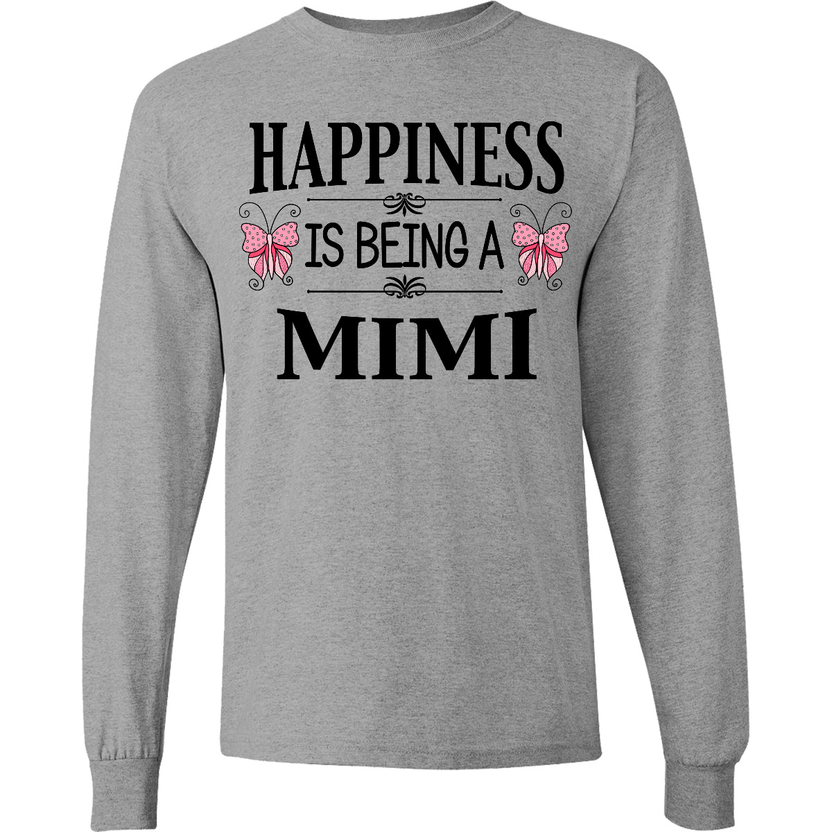 Inktastic Happiness Is Being A Mimi With Butterflies Long Sleeve T-Shirt Family