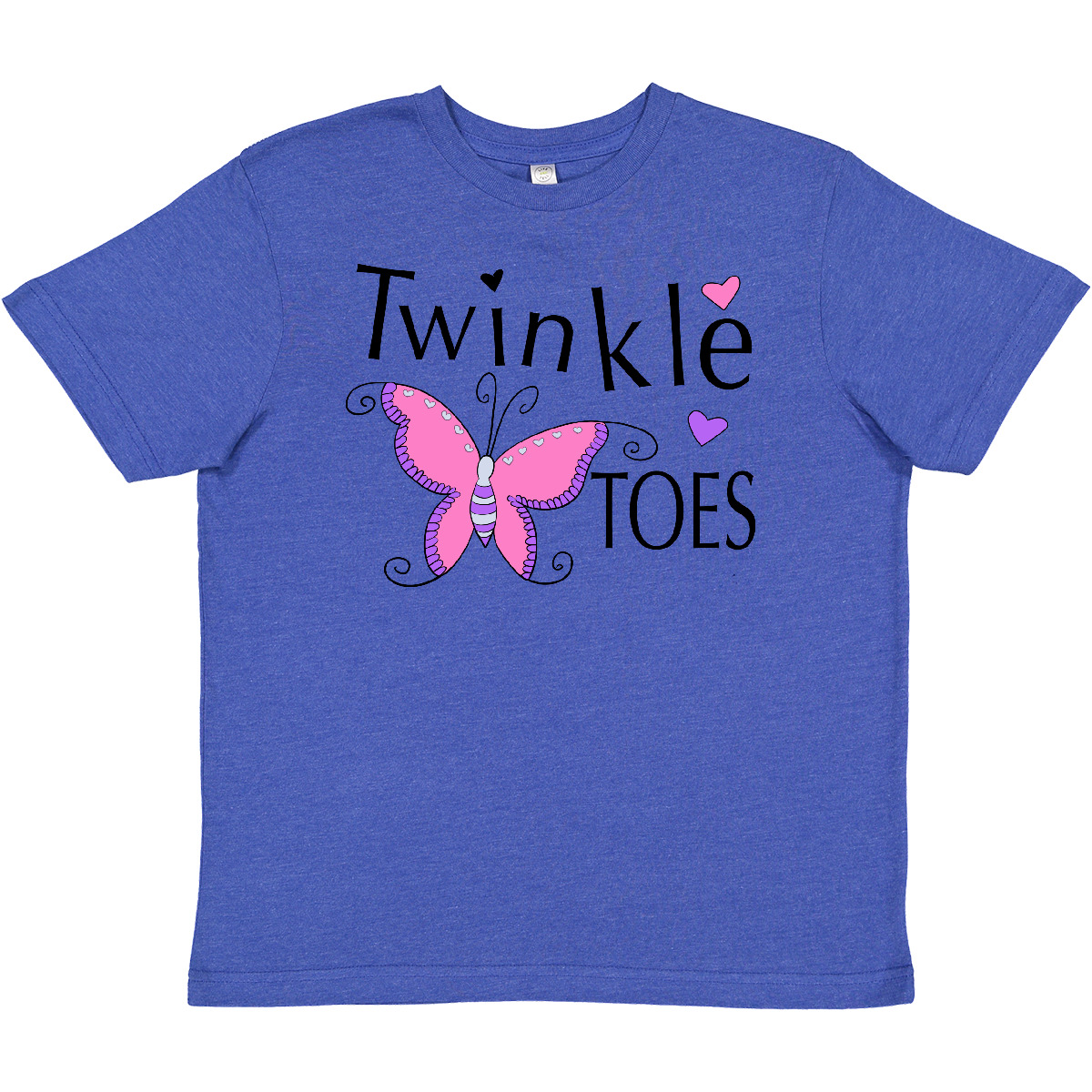 Inktastic Twinkle Toes Pretty Butterfly Youth T-Shirt Kid Little Girl Cute Pink - Picture 2 of 2