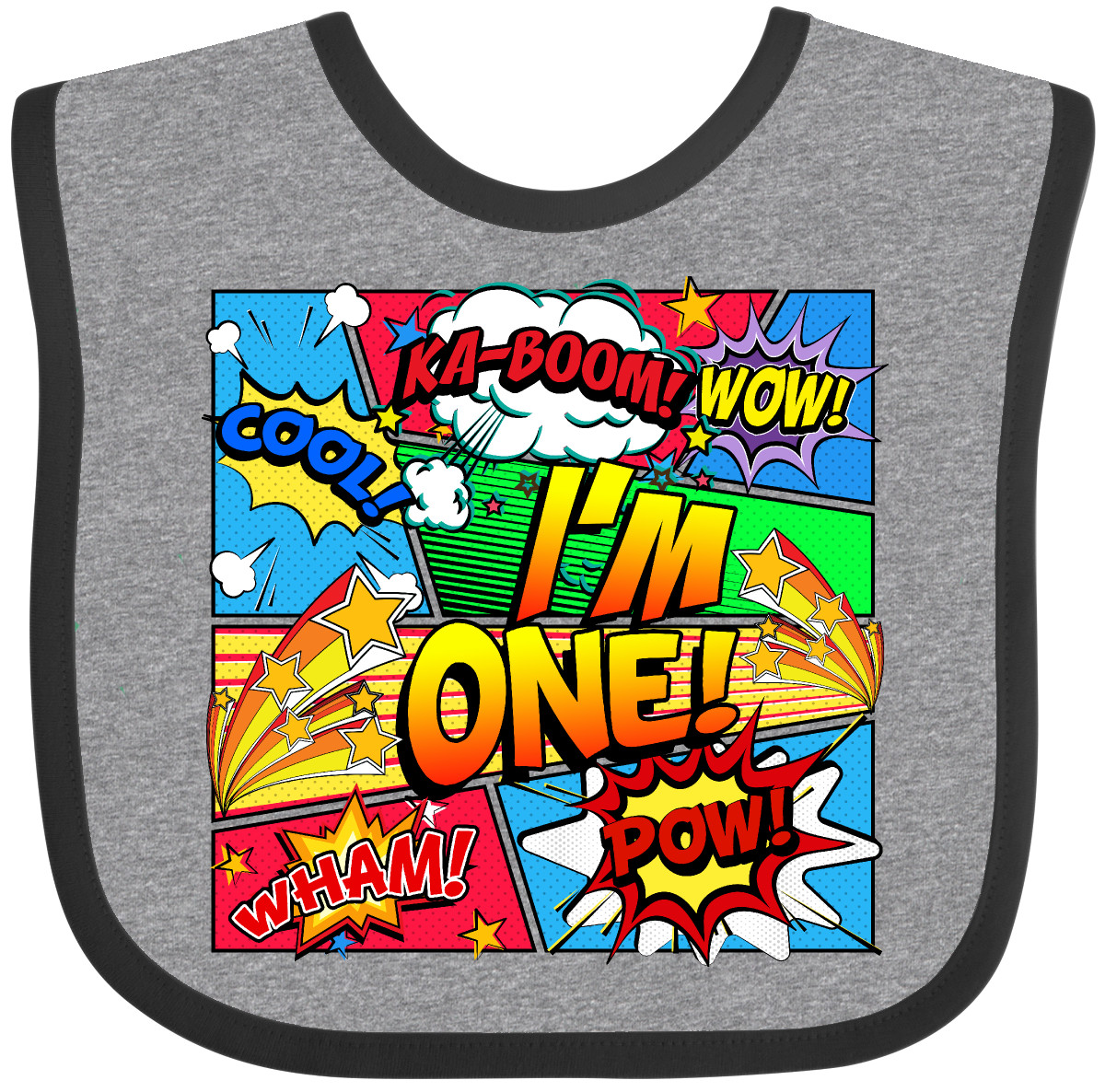 Inktastic I'm One Comic Book Baby Bib First Graphic Novel Hero Superhero Wow!