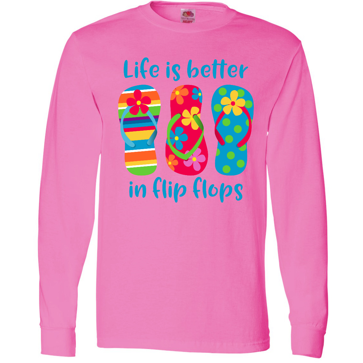 Inktastic Life Is Better Flip Flops Long Sleeve T-Shirt Beach Hawaii Tropical