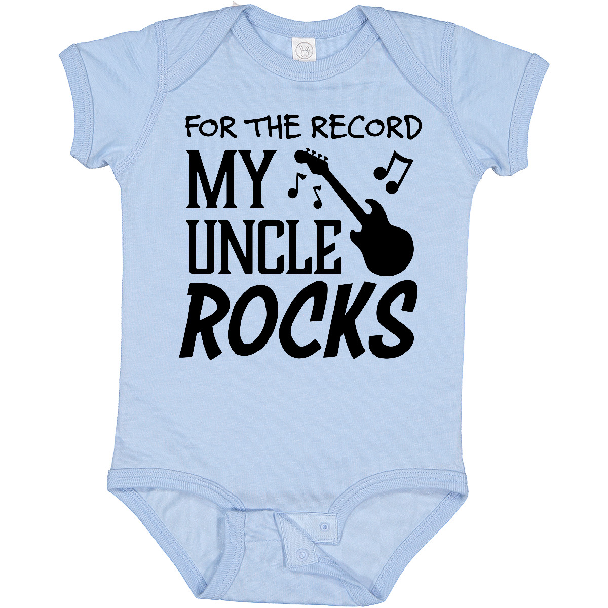 Inktastic For The Record, My Uncle Rocks Baby Bodysuit Family Guitar Music Kids - Picture 2 of 9