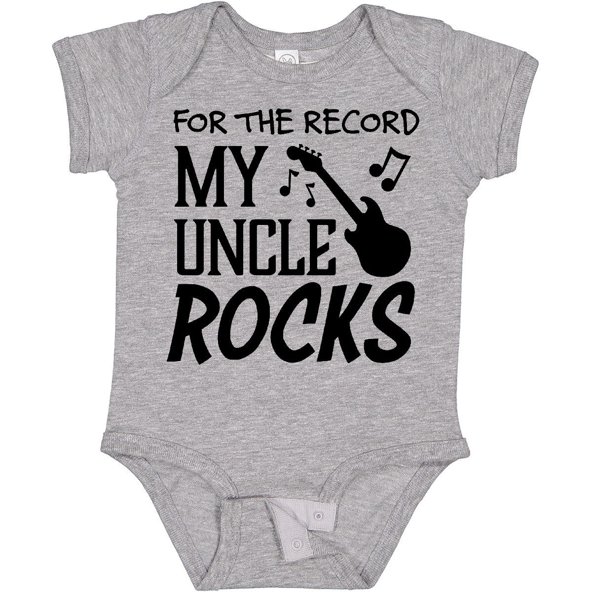 Inktastic For The Record, My Uncle Rocks Baby Bodysuit Family Guitar Music Kids - Picture 3 of 9