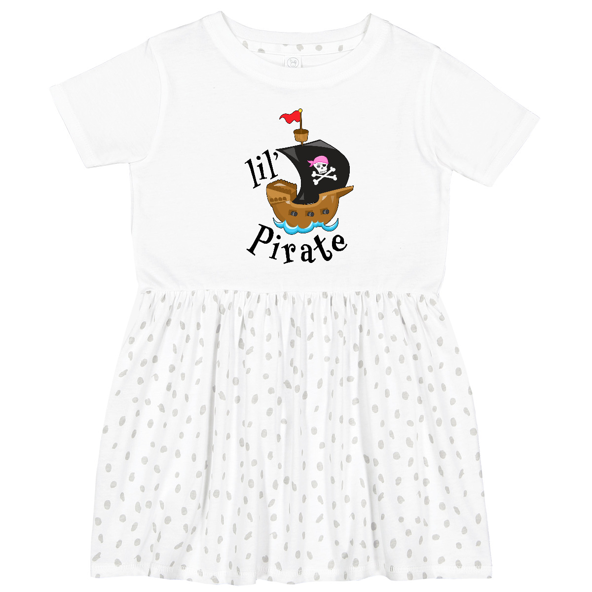 Inktastic Lil’ Pirate Pirate Ship, Pink Bandana Toddler Dress Children Future