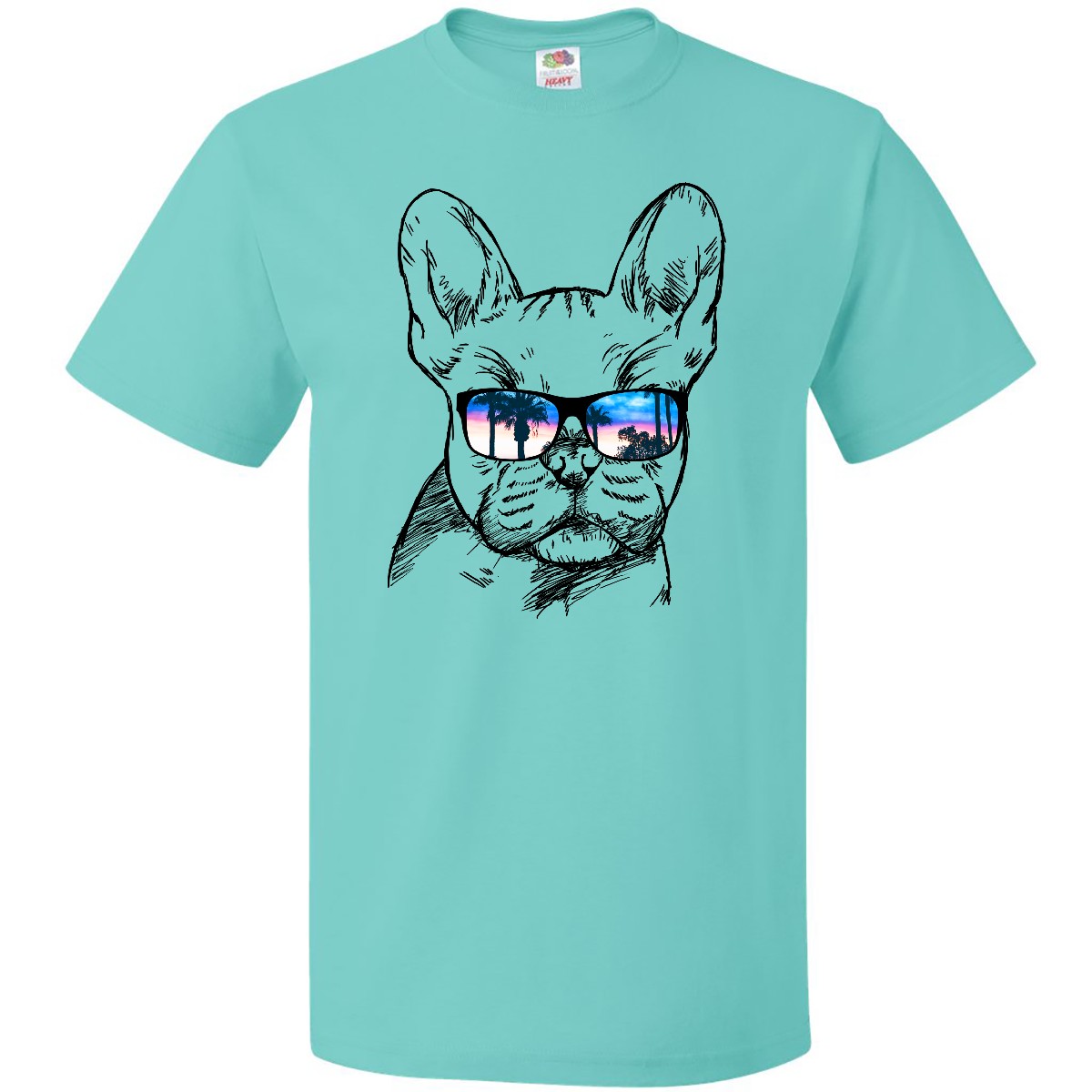 Inktastic French Bulldog Portrait With Sunglasses T-Shirt Pets Summer Frenchie I