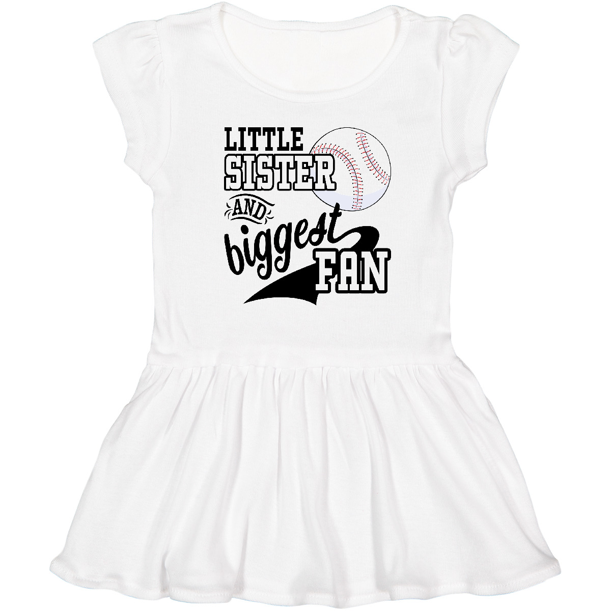 Inktastic Little Sister And Biggest Baseball Fan Toddler Dress Sports Fans Team - Picture 5 of 7