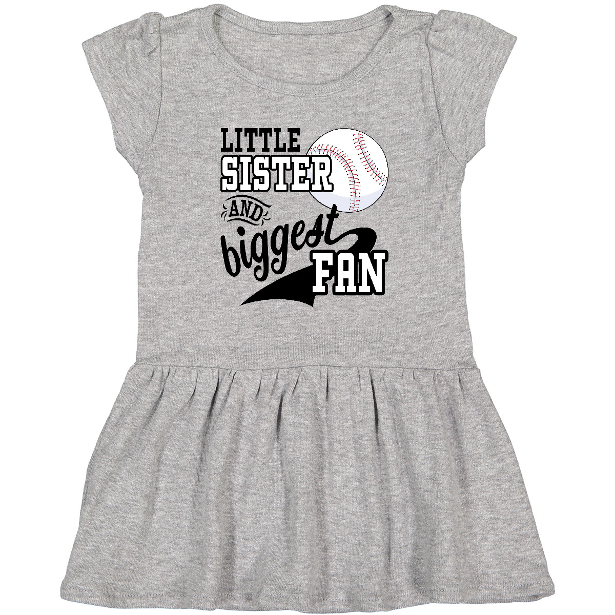 Inktastic Little Sister And Biggest Baseball Fan Toddler Dress Sports Fans Team - Picture 2 of 7