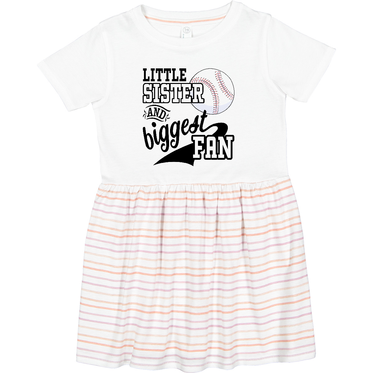Inktastic Little Sister And Biggest Baseball Fan Toddler Dress Sports Fans Team - Picture 7 of 7