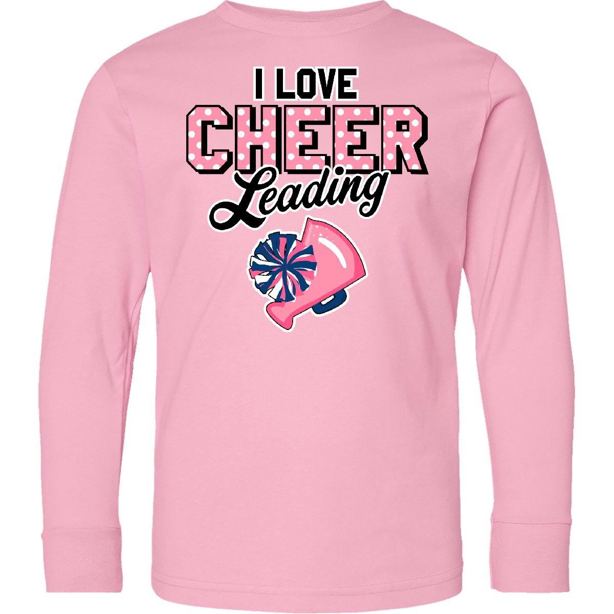 Inktastic I Love Cheerleading With Pom Poms And Youth Long Sleeve T-Shirt Sports - Picture 3 of 4