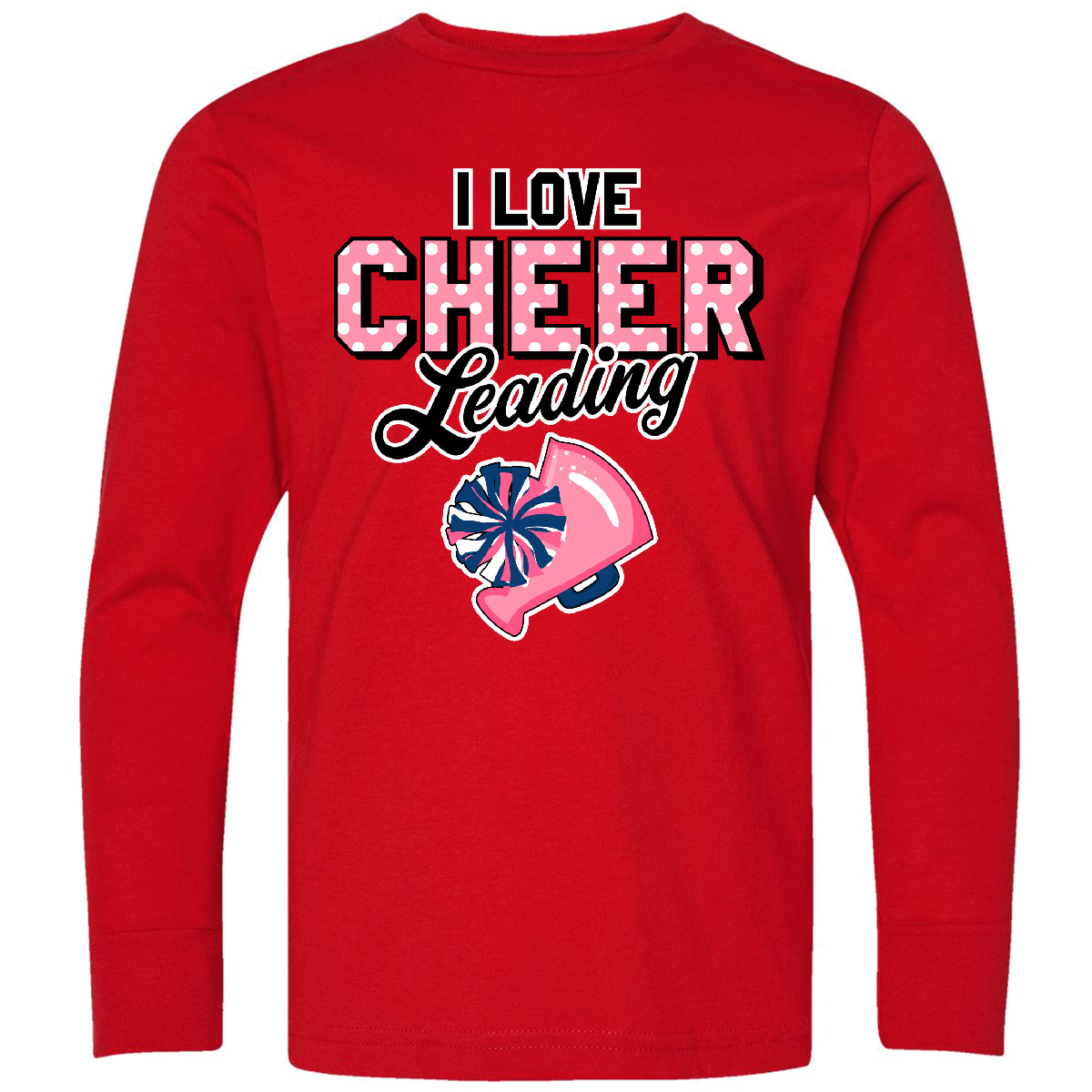 Inktastic I Love Cheerleading With Pom Poms And Youth Long Sleeve T-Shirt Sports - Picture 4 of 4