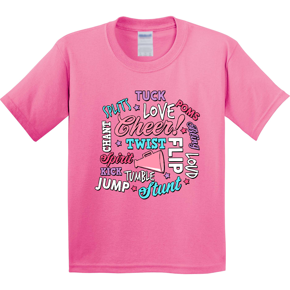 Inktastic Cheer Word Salad With Megaphone And Stars Youth T-Shirt Sports I Love - Picture 2 of 7