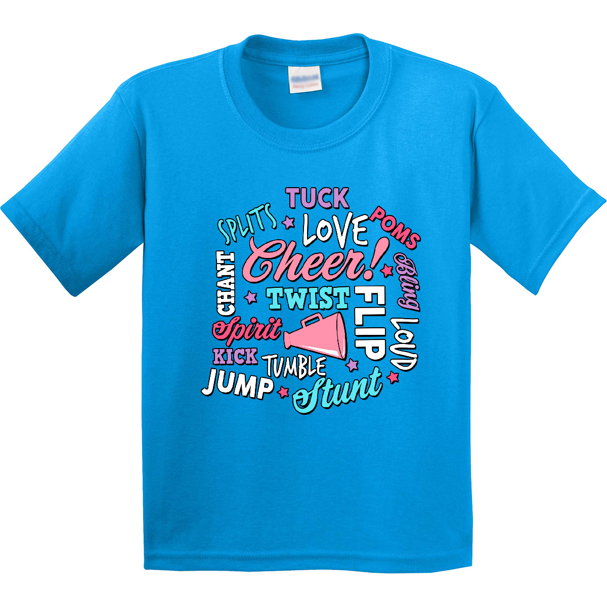 Inktastic Cheer Word Salad With Megaphone And Stars Youth T-Shirt Sports I Love - Picture 4 of 7