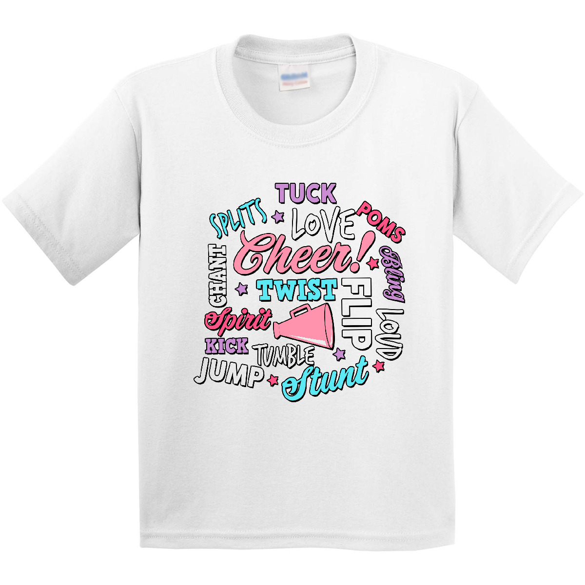 Inktastic Cheer Word Salad With Megaphone And Stars Youth T-Shirt Sports I Love - Picture 7 of 7