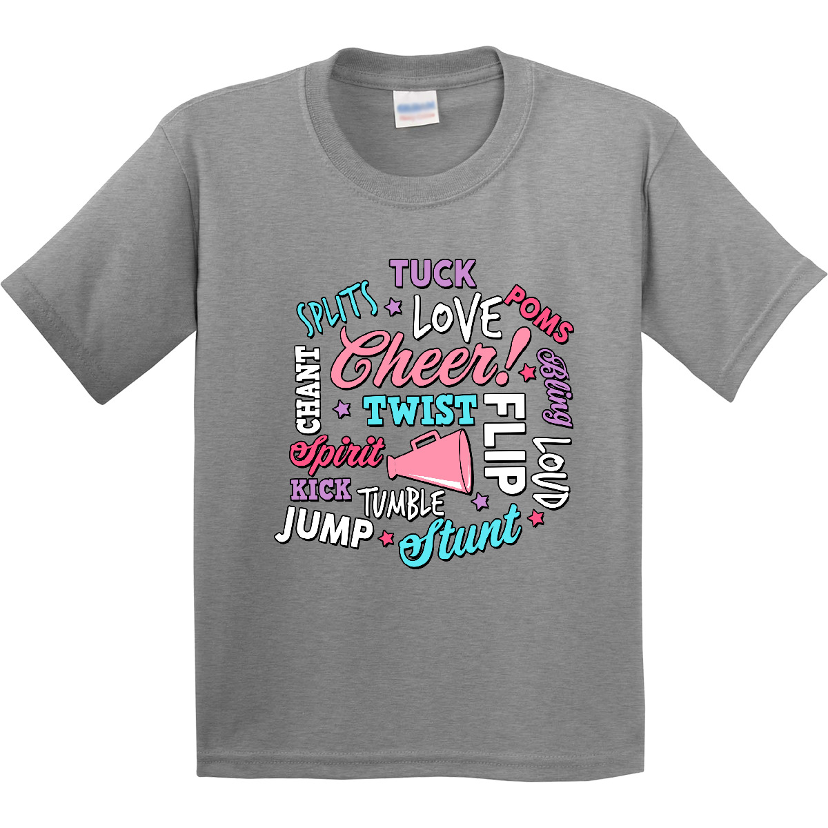 Inktastic Cheer Word Salad With Megaphone And Stars Youth T-Shirt Sports I Love - Picture 3 of 7