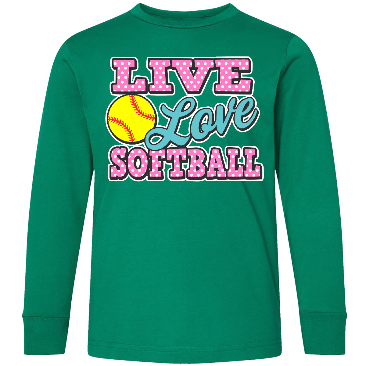 Inktastic Live Love And Softball Youth Long Sleeve T-Shirt Sports Season Player - Picture 2 of 4