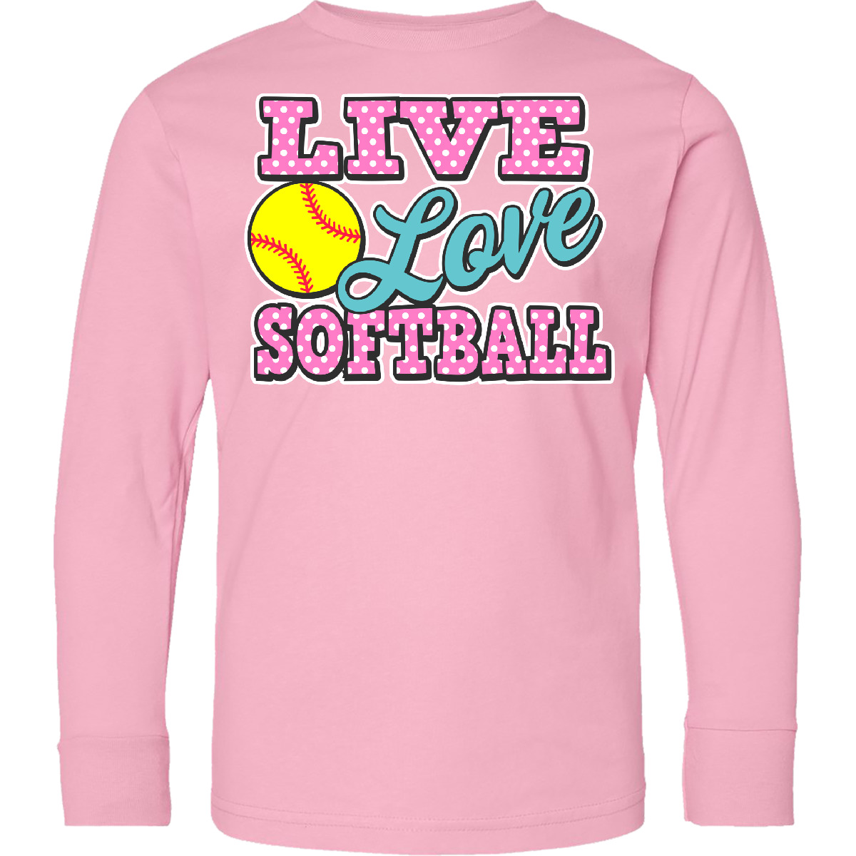 Inktastic Live Love And Softball Youth Long Sleeve T-Shirt Sports Season Player - Picture 3 of 4