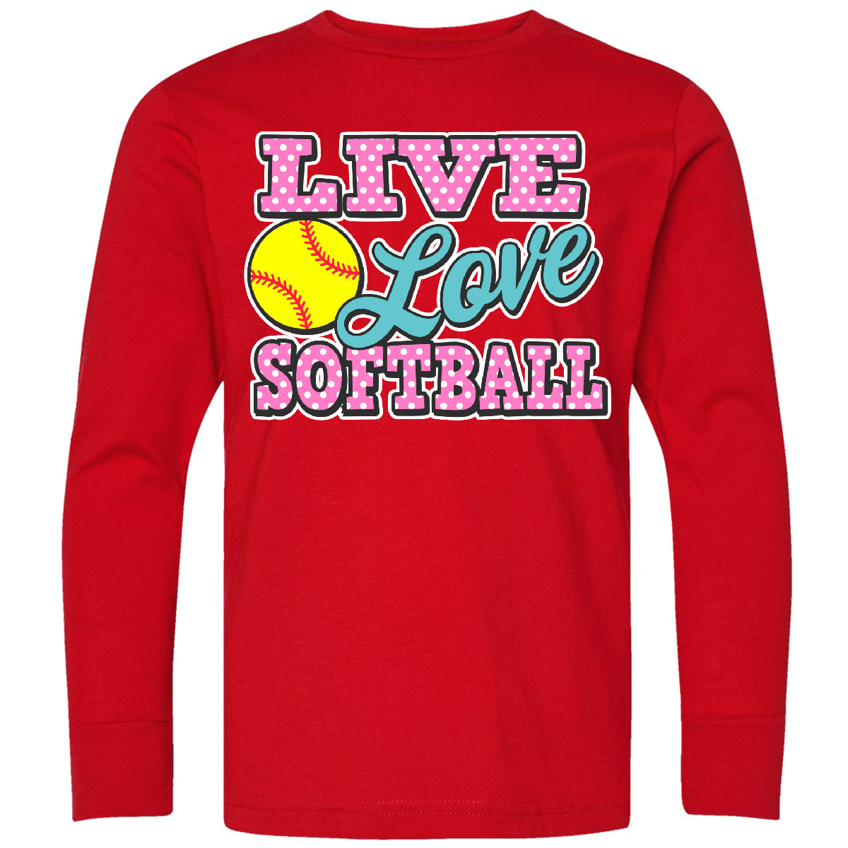 Inktastic Live Love And Softball Youth Long Sleeve T-Shirt Sports Season Player - Picture 4 of 4