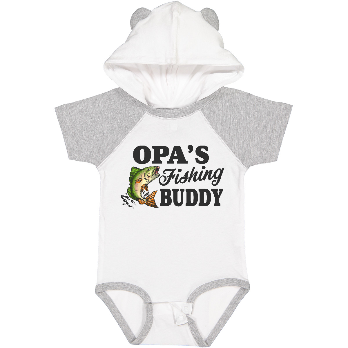 Inktastic Opa's Fishing Buddy Baby Body Kinder Little Fish Illustration I Love - Bild 7 von 7
