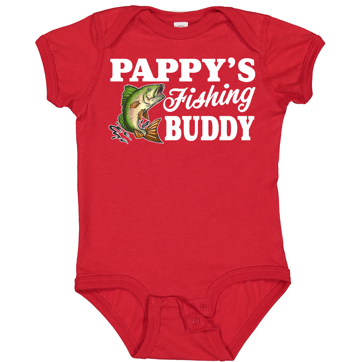 Inktastic Pappy's Fishing Buddy With White Text Baby Bodysuit Kids Little Fish I - Picture 5 of 5