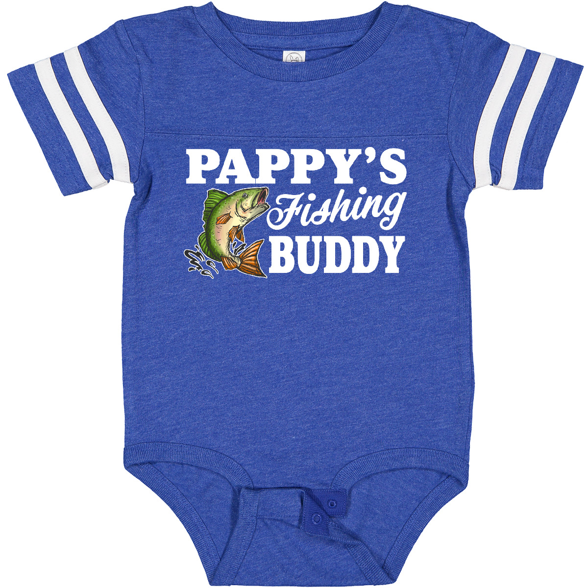 Inktastic Pappy's Fishing Buddy With White Text Baby Bodysuit Kids Little Fish I - Picture 3 of 5