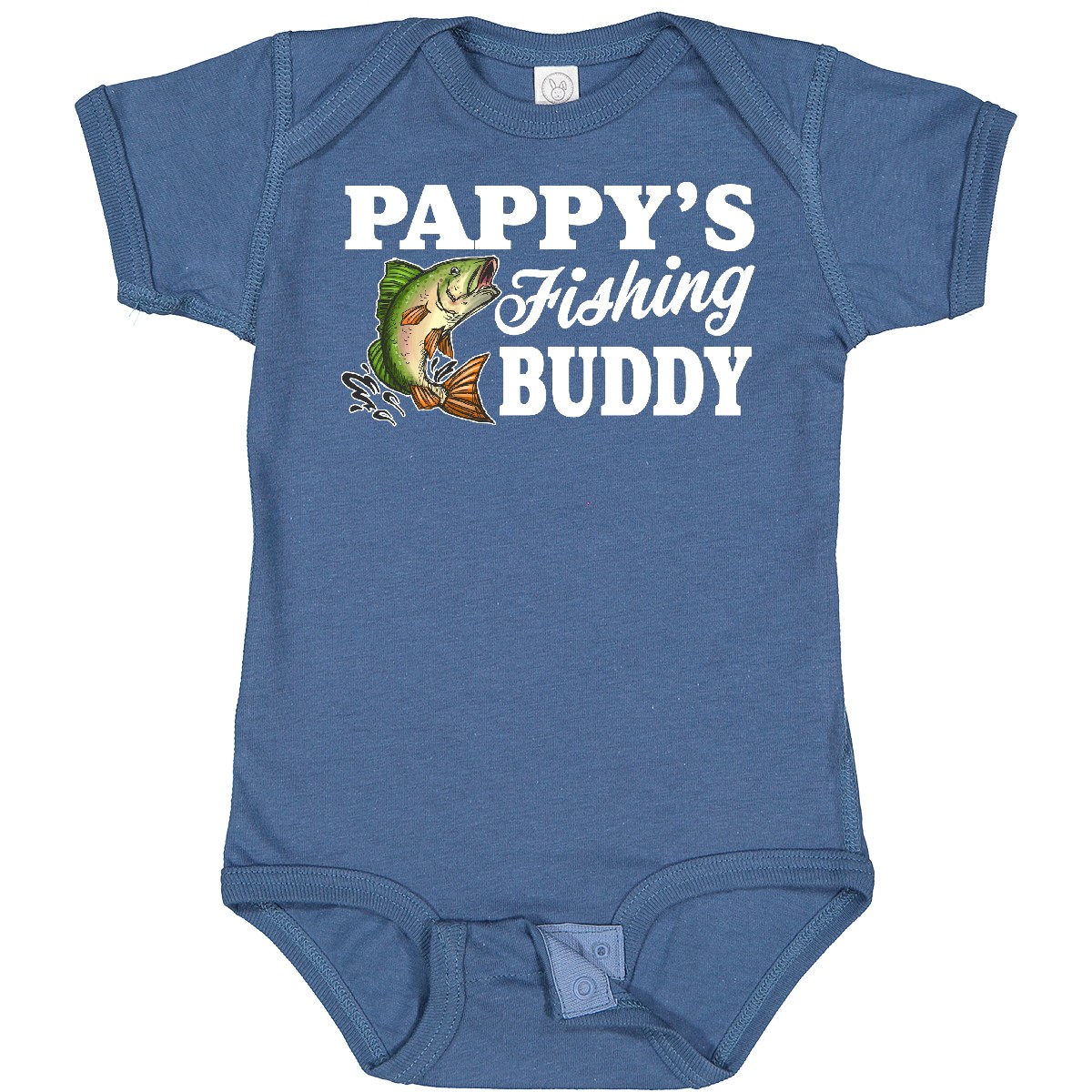 Inktastic Pappy's Fishing Buddy With White Text Baby Bodysuit Kids Little Fish I - Picture 4 of 5