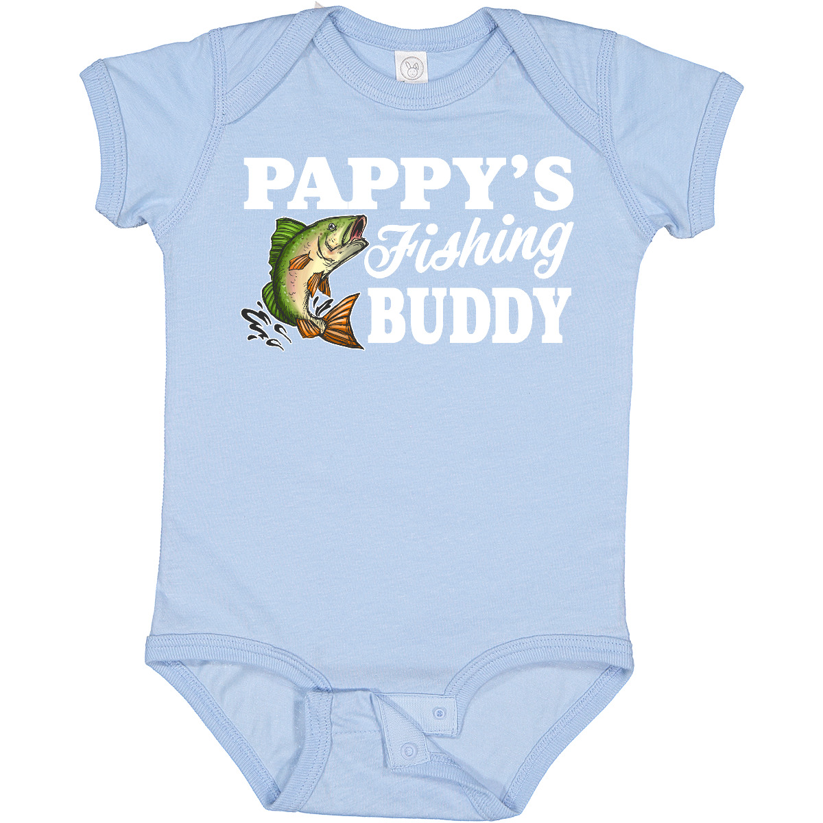 Inktastic Pappy's Fishing Buddy With White Text Baby Bodysuit Kids Little Fish I - Picture 2 of 5