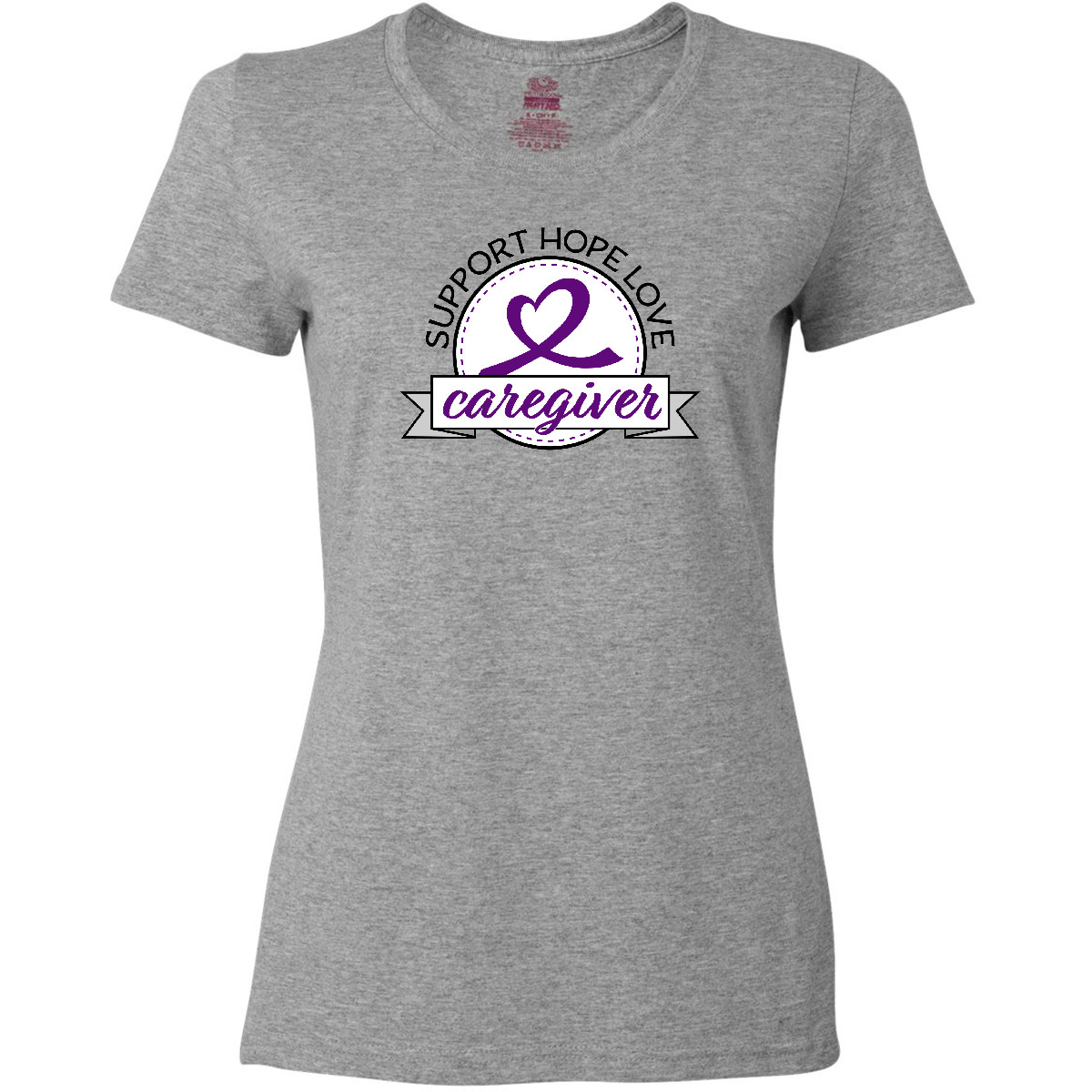 Inktastic Support, Hope, Love- Caregiver Women's T-Shirt Caregivers Month Plum - Imagen 2 de 2