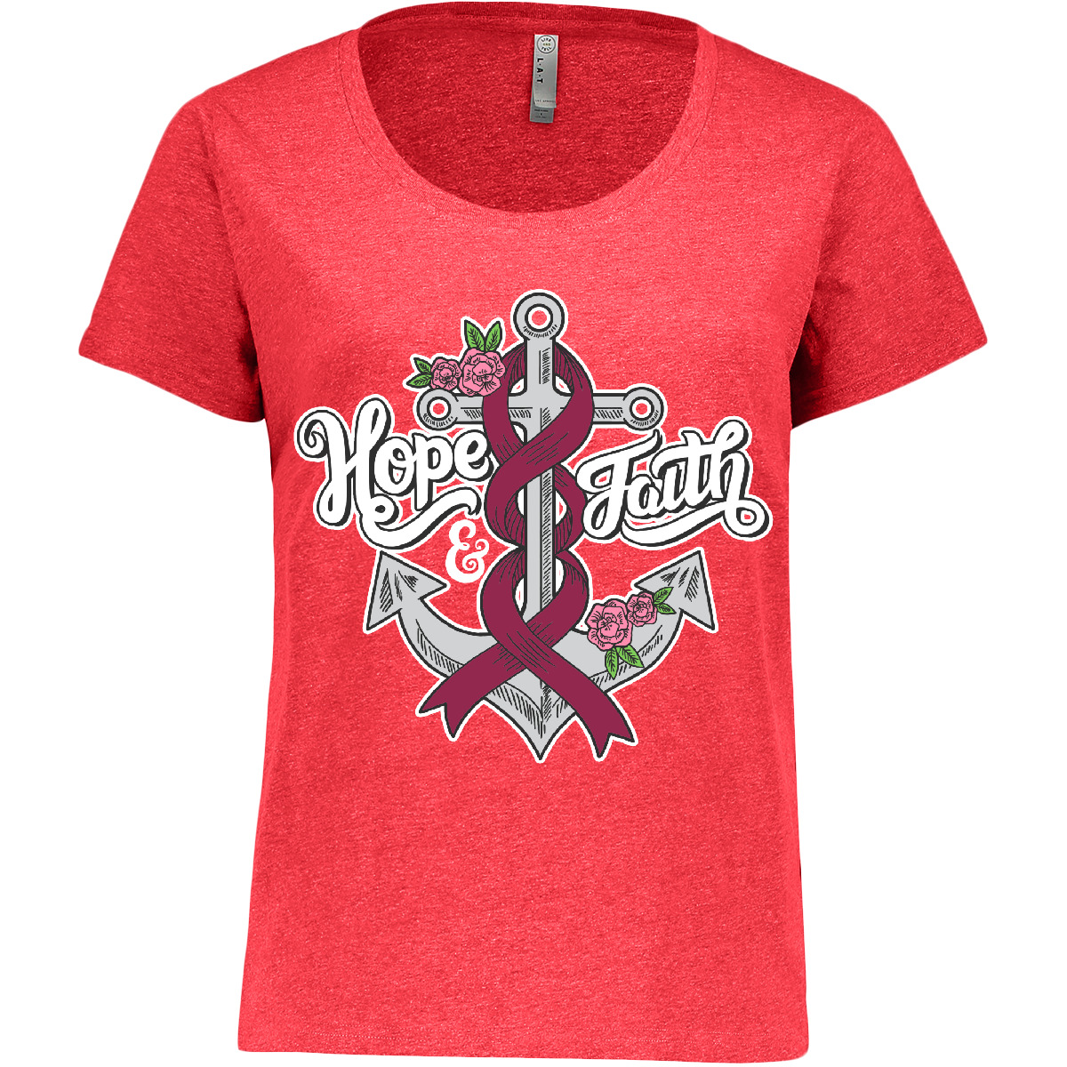 Inktastic Multiple Myeloma Hope And Faith With Anchor Women's Plus Size T-Shirt - Picture 3 of 3