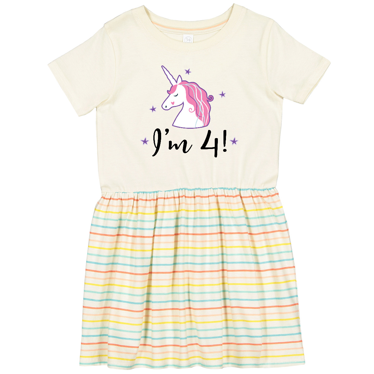 Inktastic 4th Birthday Cute Unicorn Toddler Dress Four Im 4 Year Old Party Gift - Picture 4 of 7