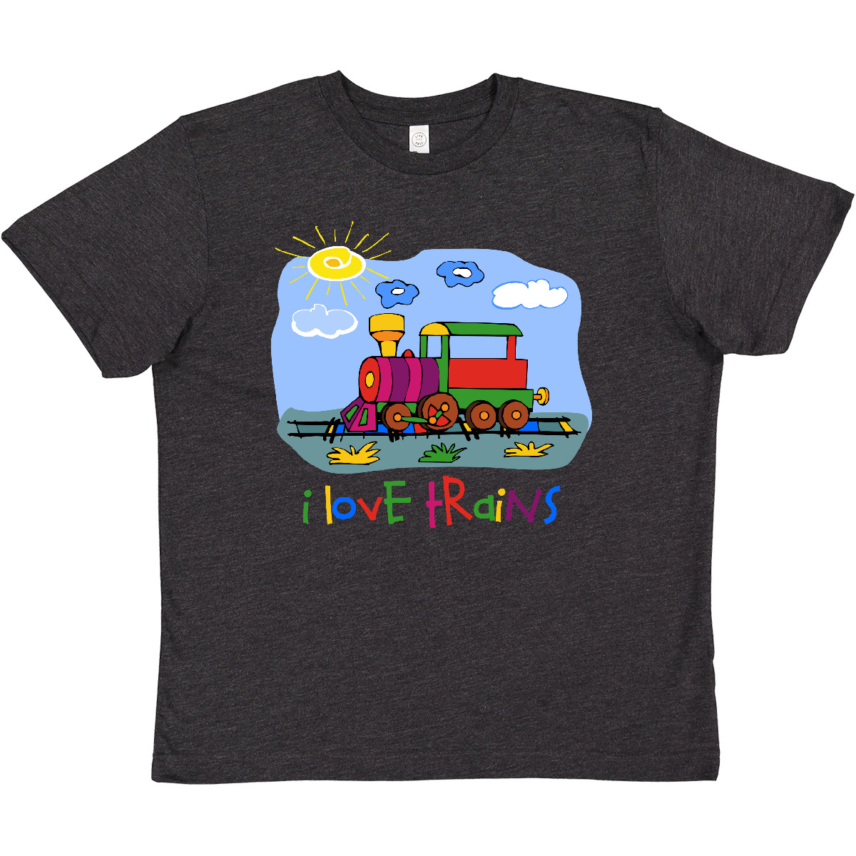 Inktastic I Love Trains Youth T-Shirt Heart Choo Train Conductor Engineer Cute - Bild 2 von 3