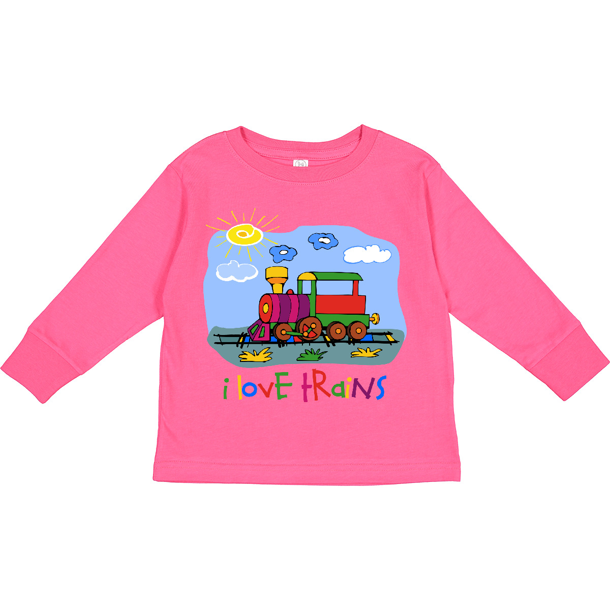 Inktastic I Love Trains Toddler Long Sleeve T-Shirt Heart Choo Train Conductor