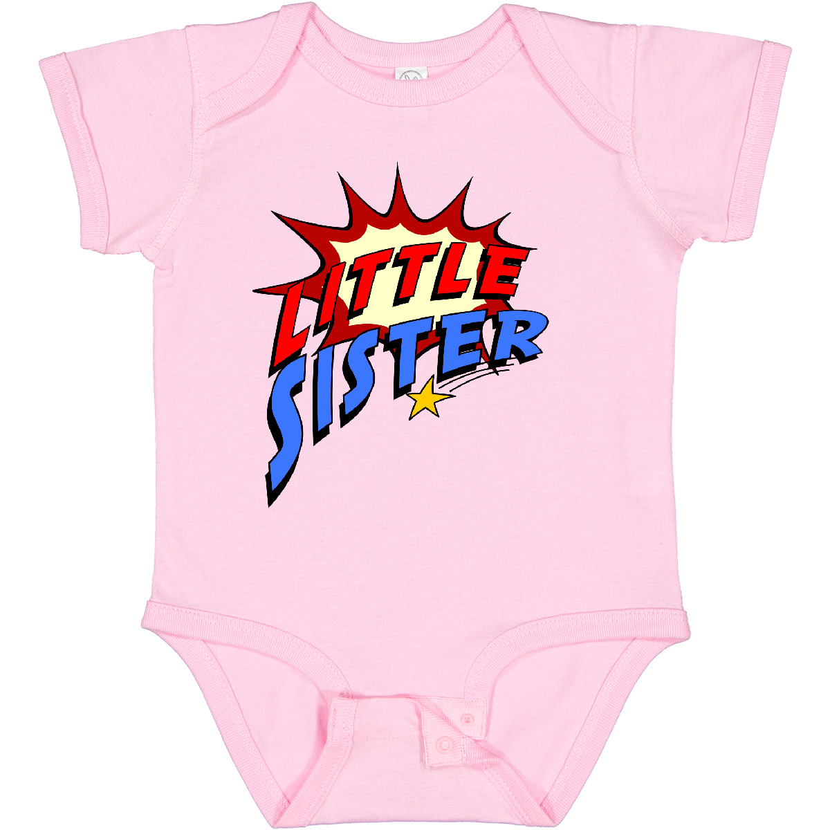 Inktastic Little Sister Superhero Baby Bodysuit Super Hero Comic Book Sis Infant